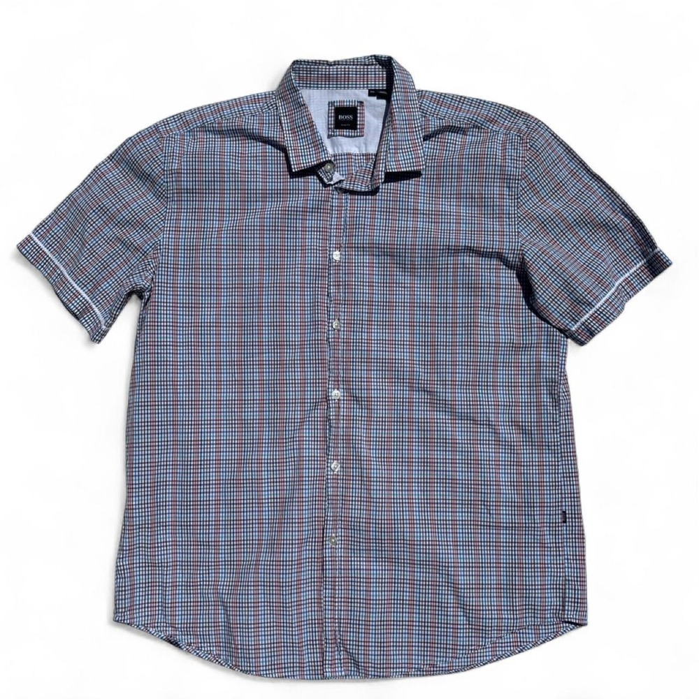 Hugo Boss Gray Multicolor Plaid Button Down Shirt Slim Fit - 2XL